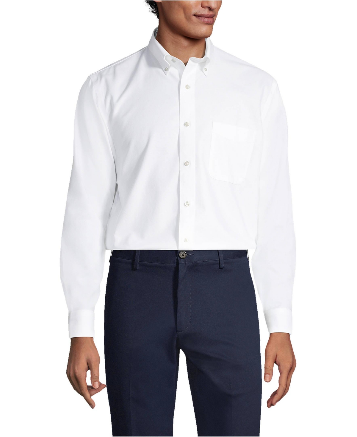 Lands' End Men's Traditional Fit Solid No Iron Supima Oxford Dress Shirt