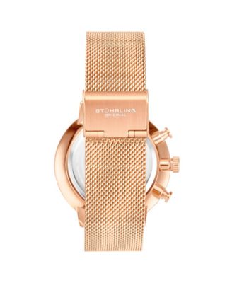 Men's White Dial, Pink Mesh Bracelet, Chrono Watch