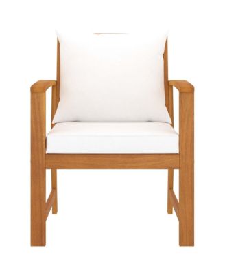 Patio Chairs 2 pcs with Cream Cushion Solid Acacia Wood