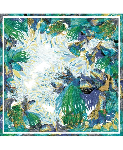 Jessie Zhao New York Silk Scarf of Summer Forest Imagination, цвет: Зелёный / Белый