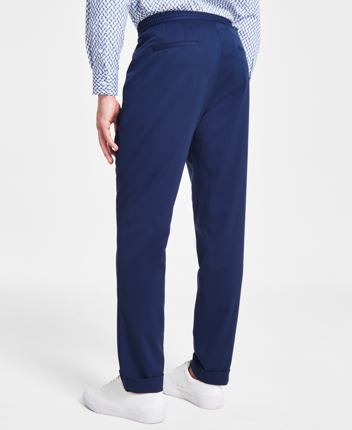 Shop Alfani Men's Modern-fit Stretch Pleated Dress Pants, Created For Macy's In Neo Navy