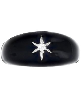 Macy's - Lab-Grown White Sapphire (1/20 ct. tw.) & Enamel Star Ring in Sterling Silver (Also in Black Spinel)
