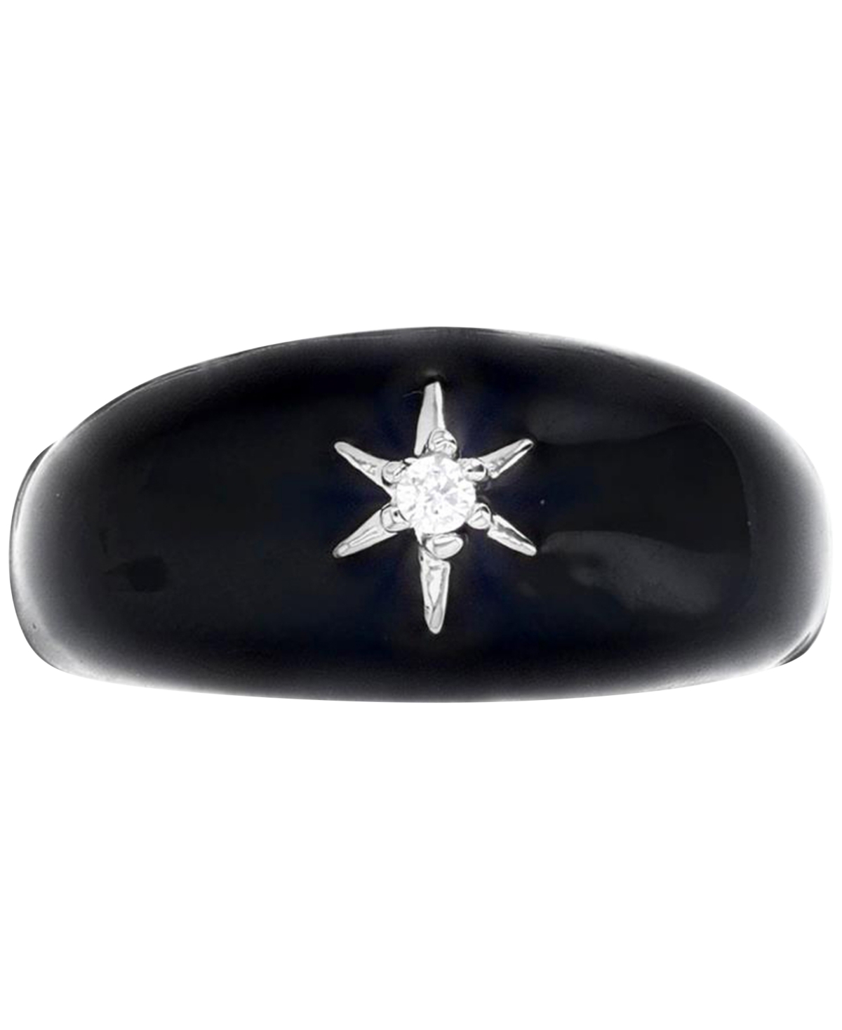 Shop Macy's Lab-grown White Sapphire (1/20 Ct. Tw.) & Enamel Star Ring In Sterling Silver (also In Black Spinel)