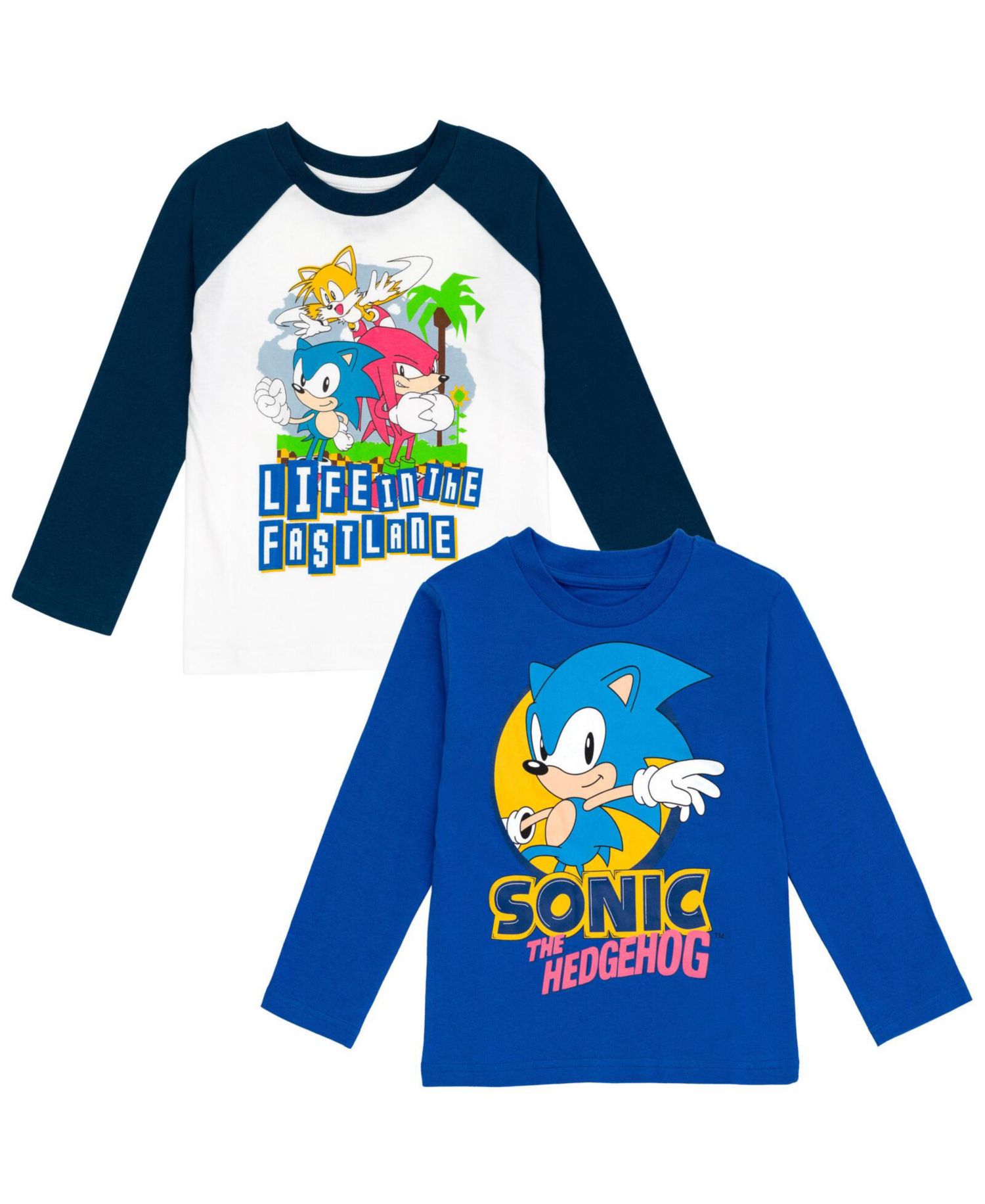 Little Boys Sonic the Hedgehog Tails Knuckles 2 Pack T-Shirts Toddler|Child 4-20