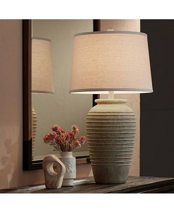 John timberland rustic table lamp southwest linen drum shade for living room store bedroom bedside office family