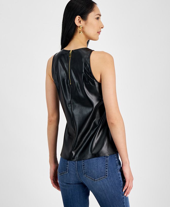 I.N.C. International Concepts Women's FauxLeather Sleeveless Top