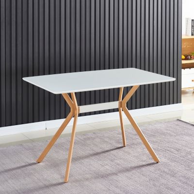 Minimalist Dining Table with Metal Shelf