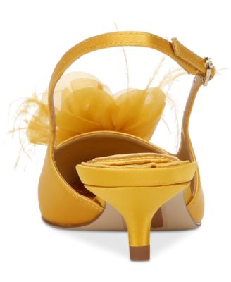 Women's Faye Embellished Feather Slingback Kitten-Heel Pumps