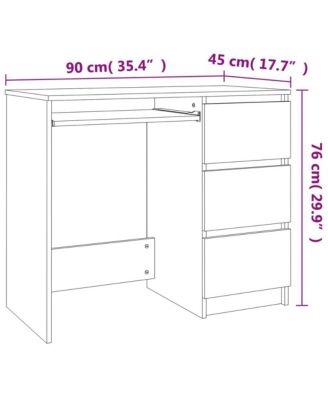 Desk High Gloss White 35.4"x17.7"x29.9" Engineered Wood