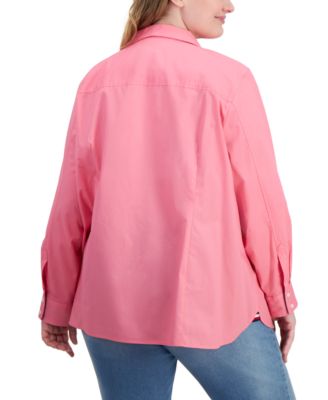 Plus Size Cotton Roll-Tab Shirt