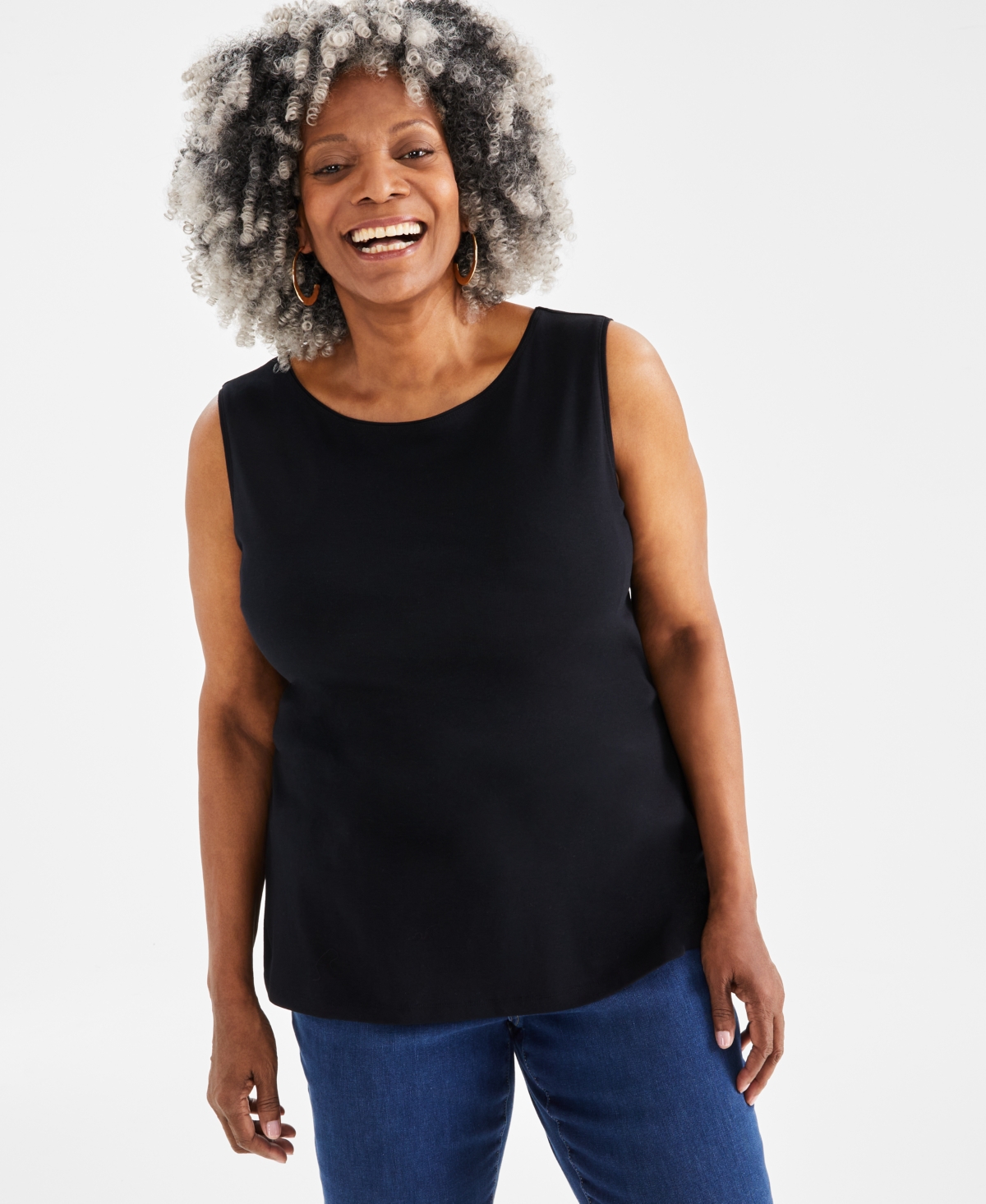 Plus Size Boat-Neck Knit Tank Top, Exclusively at Macy's - Gumball Red