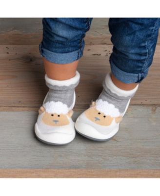 Baby Girl Boy First Walk Sock Shoes Little Lamb - Heather Grey