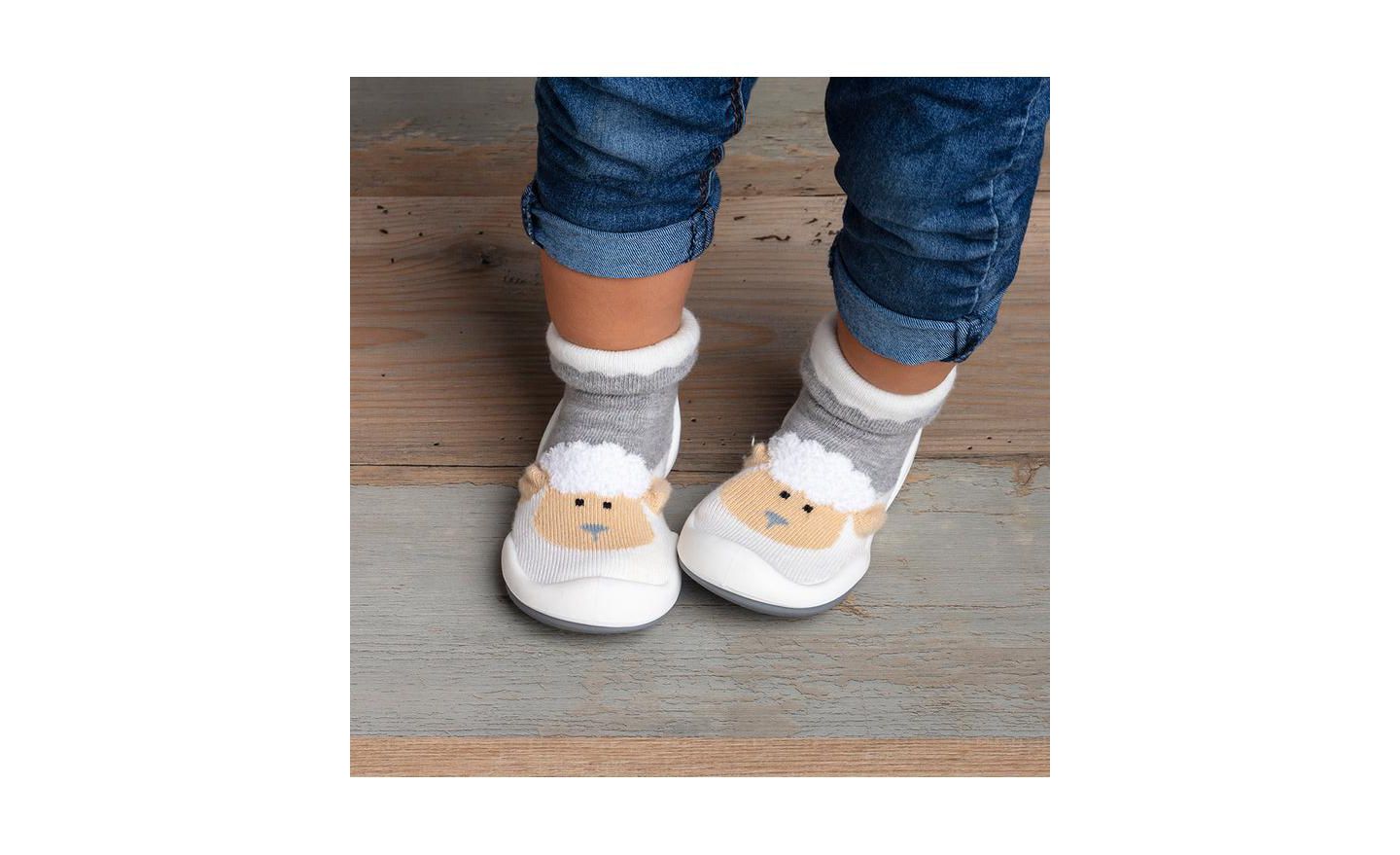 Обувь Komuello Boy First Walk Sock Shoes Little Lamb - Heather Grey для девочек-малышей, цвет: Серый — фото 3