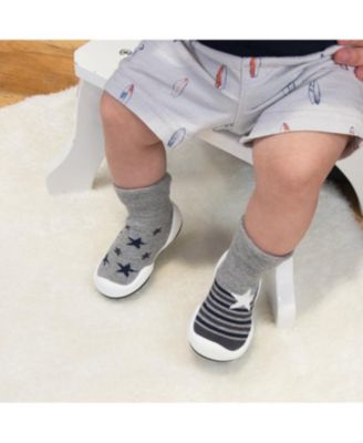 Infant Boys Breathable Washable Non-Slip Sock Shoes Stars & Stripes - Grey