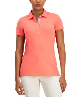 Women's Solid Short-Sleeve Polo Top