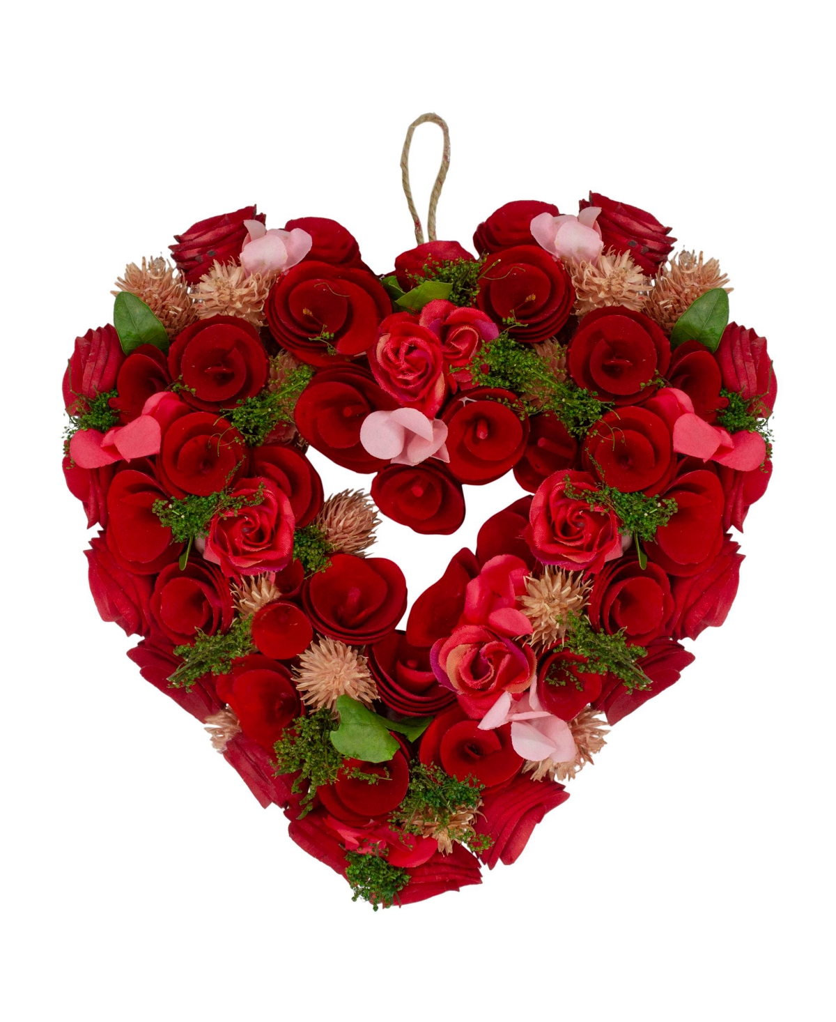 Northlight Wooden Rose Valentine's Day Artificial Spring Wreath, 13.5" In Red