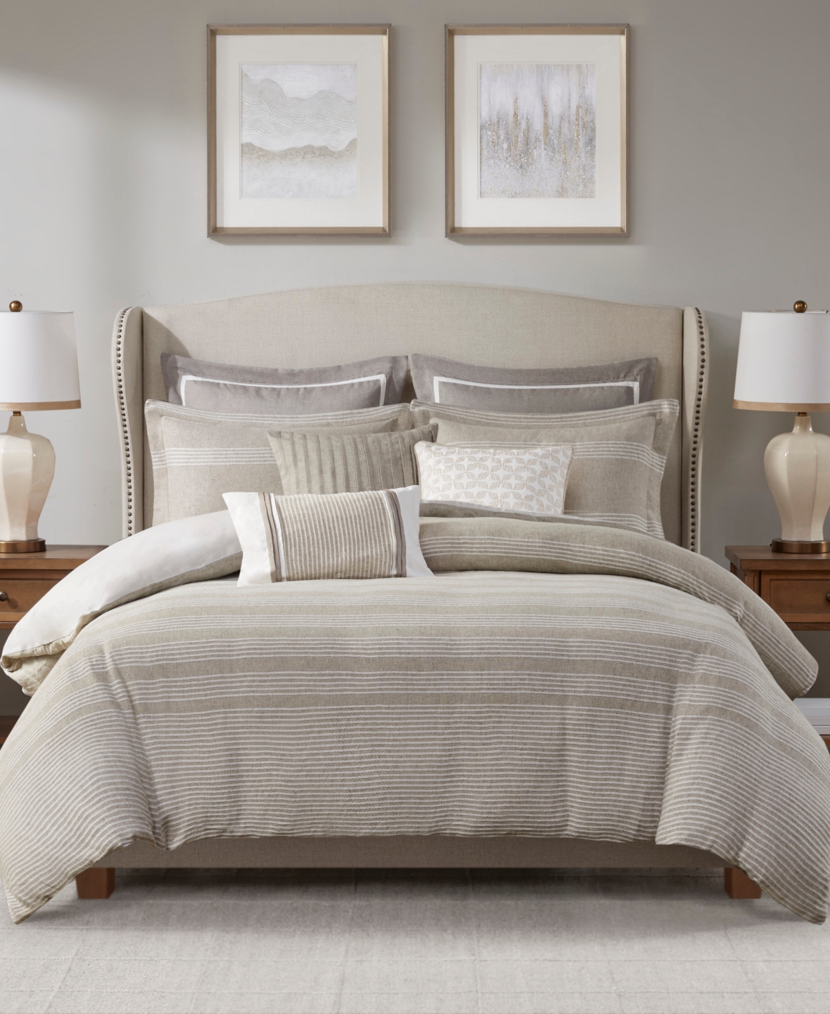 Shop Madison Park Signature Carmel Oversized Jacquard 8-pc. Comforter Set, King In Natural,beige