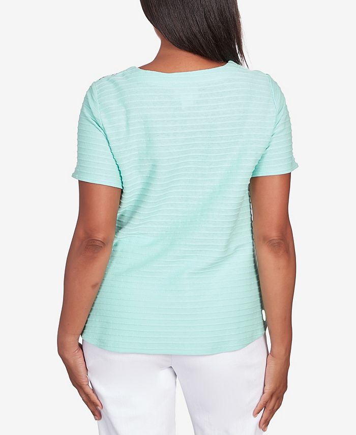 Alfred Dunner Women's Classic Brights Solid Texture Split Shirttail T