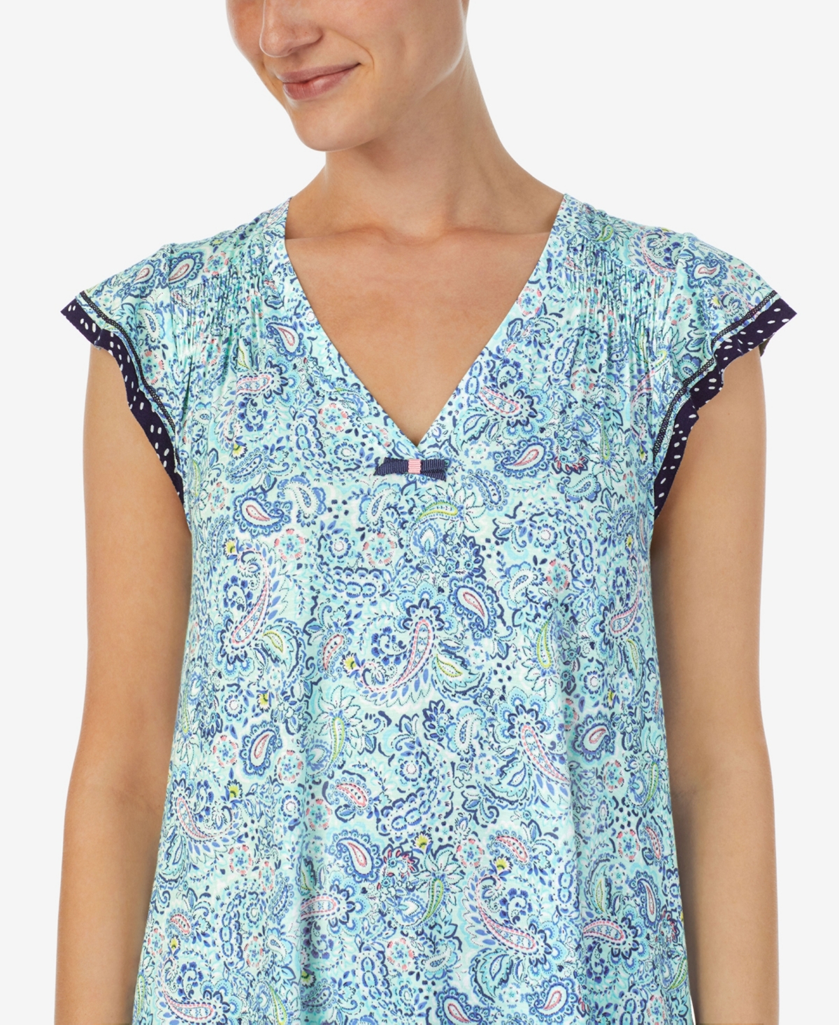 Ellen Tracy Women's Ruffle Sleeve Top and Crop Pants 2-Pc. Pajama Set