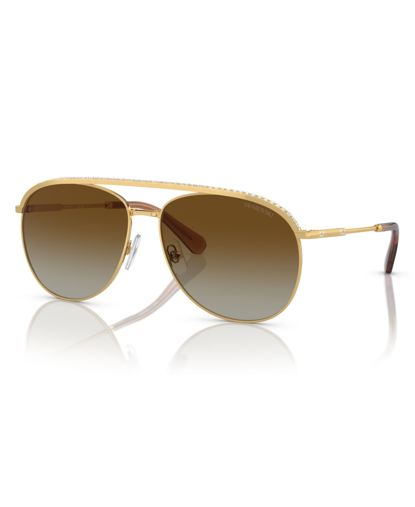 Женские солнцезащитные очки Swarovski Polarized Sunglasses, Gradient SK7005, цвет: Золотой — фото 1