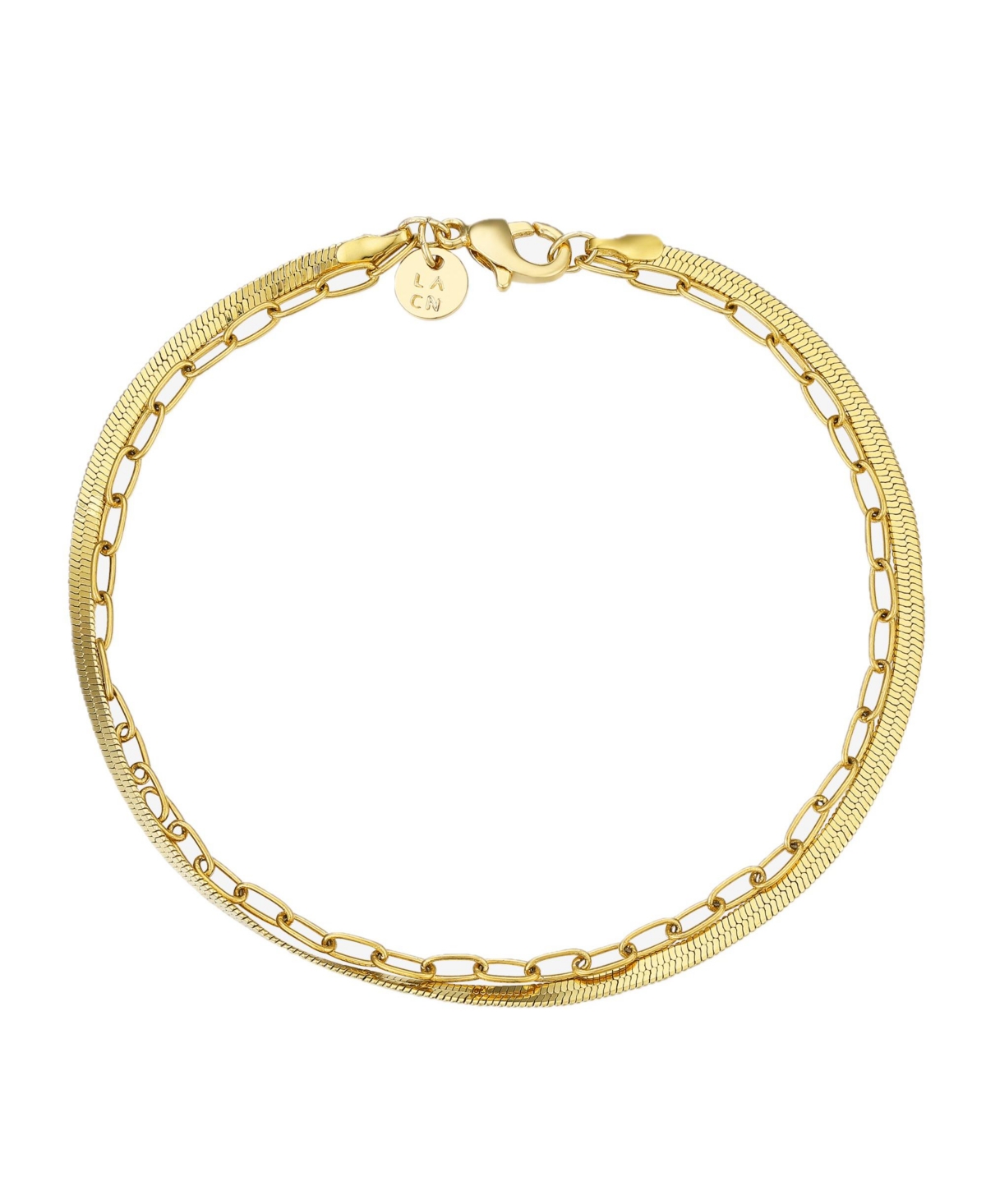 Gold-Tone Stainless Steel Herringbone Layered Bracelet - Gold