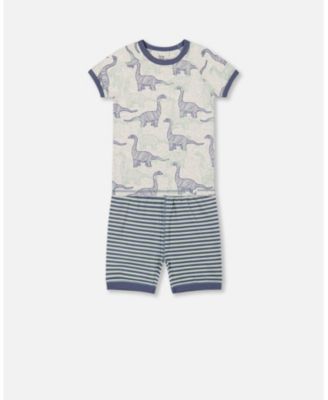 Deux Par Deux Organic Cotton Short Two Piece Pajama Set - Printed Cotton Candy Deux Par Deux Organic Cotton Short Two Piece Pajama Set - Printed Cotton Candy