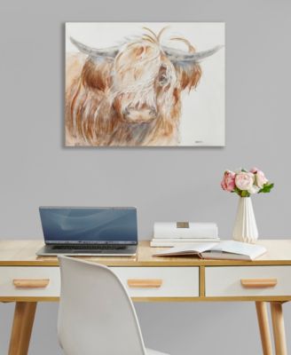 Windswept Hand Embellished Highland Bull Canvas Wall Art