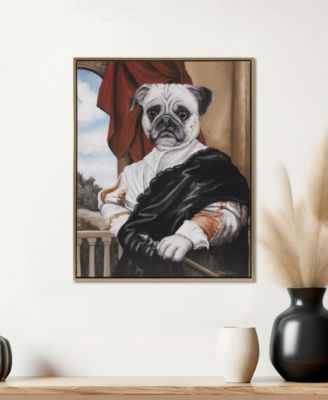 Pet Portrait Captain's Guard Pug Framed Canvas Wall Art