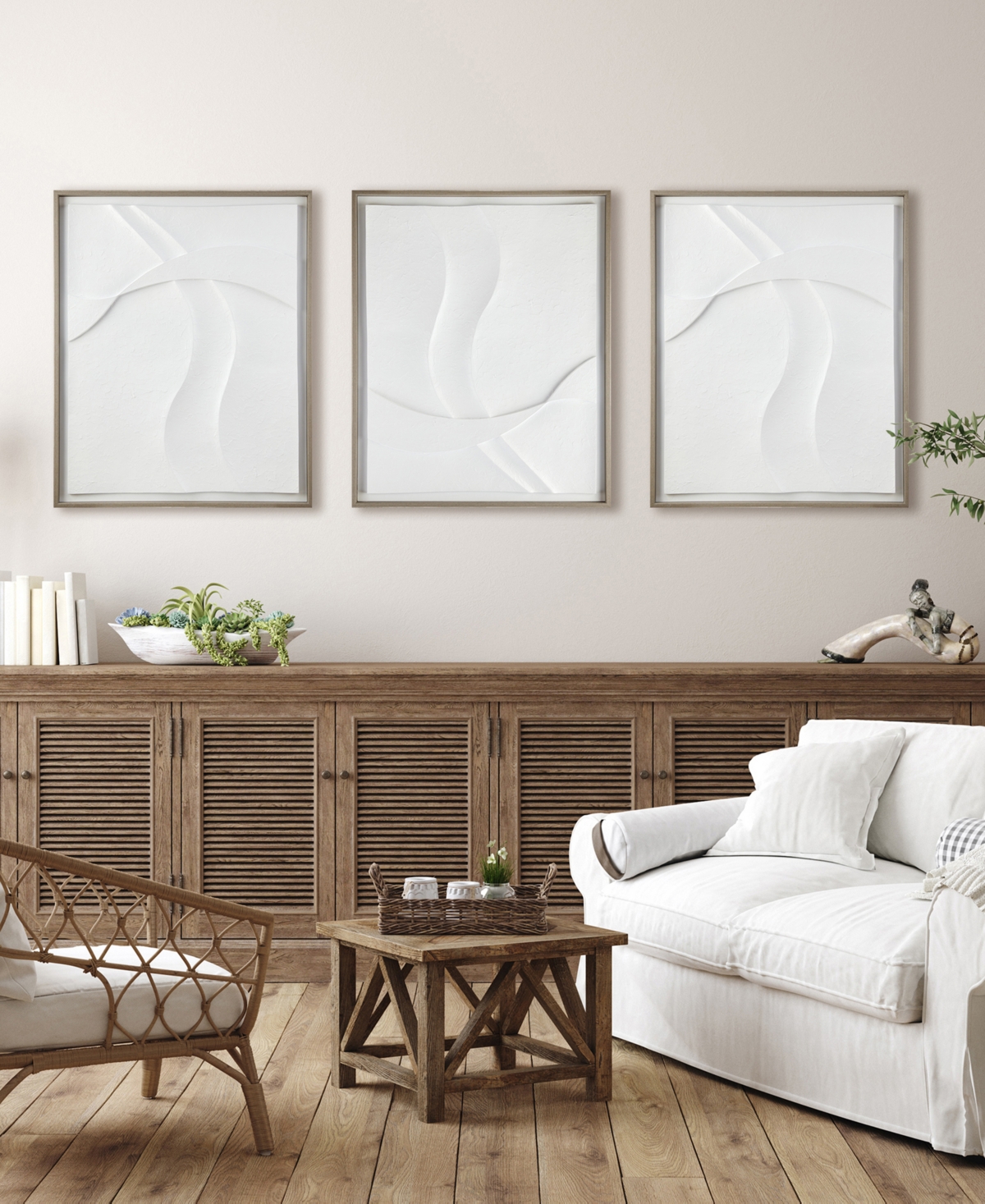 Ink+ivy Paths Collide Framed Carved Resin Dimensional Wall Decor In Off-white