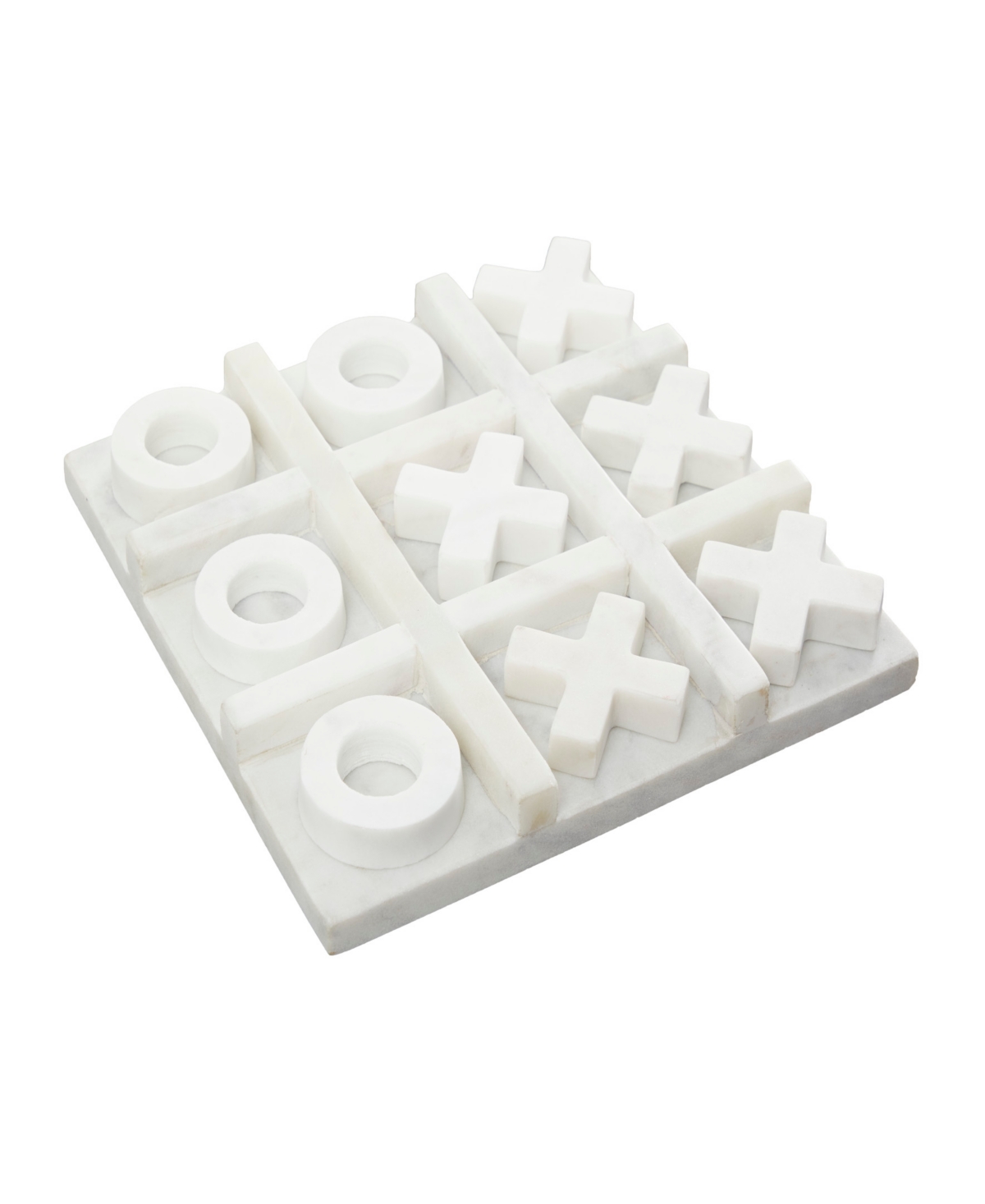 Shop Rosemary Lane Real Marble Tic Tac Toe Game Set, 9" X 9" X 1" In White