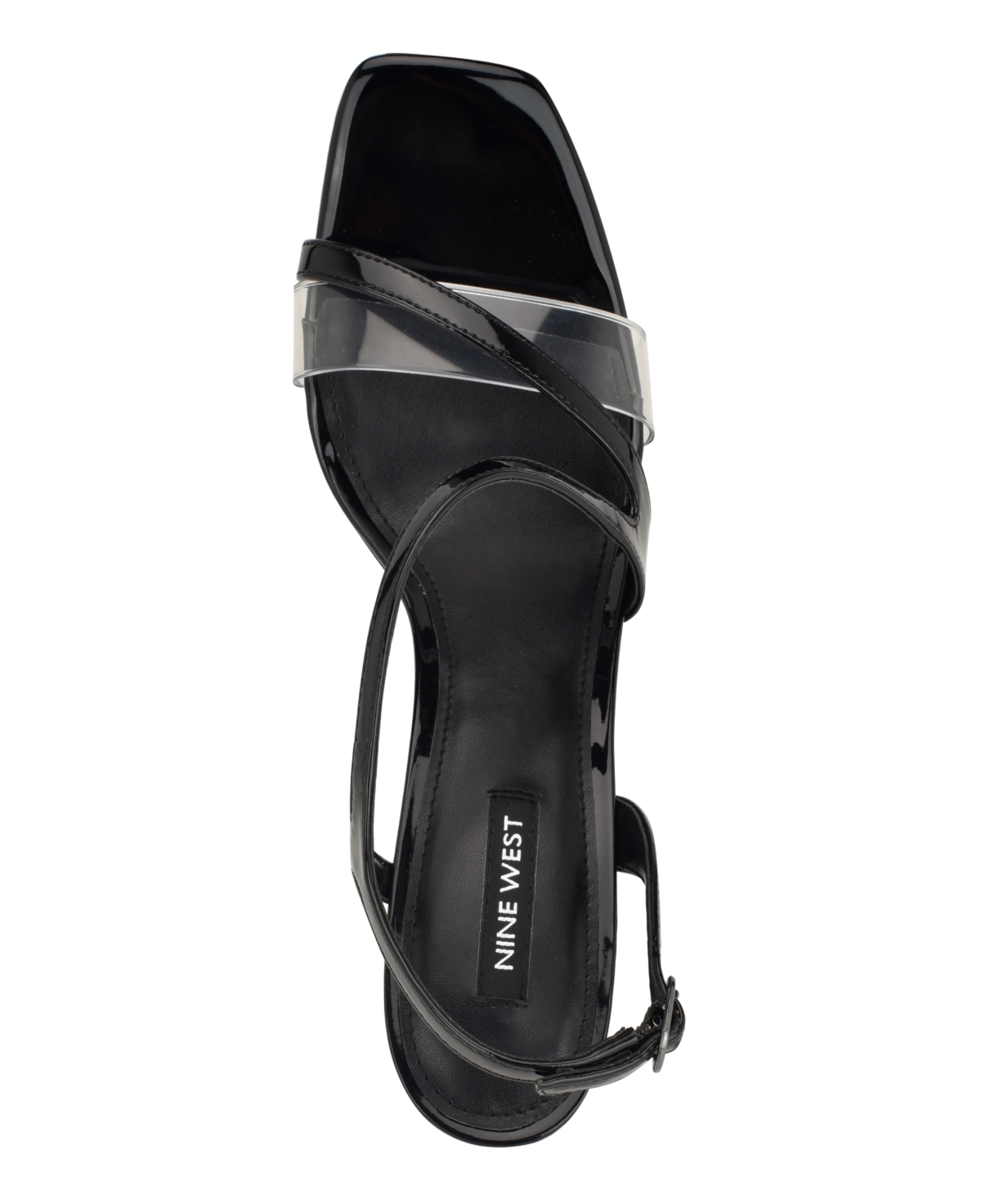 Nine West Women's Nines Tapered Heel Strappy Dress Sandals - Clear - Faux Patent Leathe