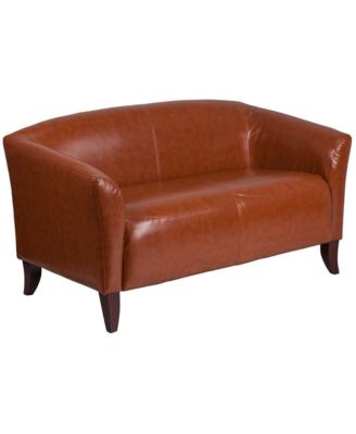 Leathersoft Reception/Living Room Loveseat With Cherry Wood Feet
