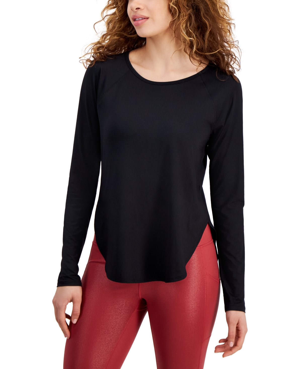 Id Ideology Women's Performance Long-sleeve Top, Created For Macy's In Deep Black