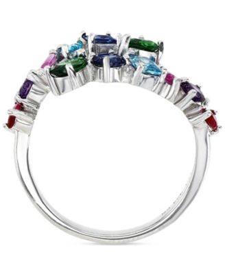 Lab-Grown Ruby (3/4 ct. t.w.), Lab-Grown Pink Sapphire (1/3 ct. t.w.) & Cubic Zirconia Multicolor Wrap Ring in Sterling Silver