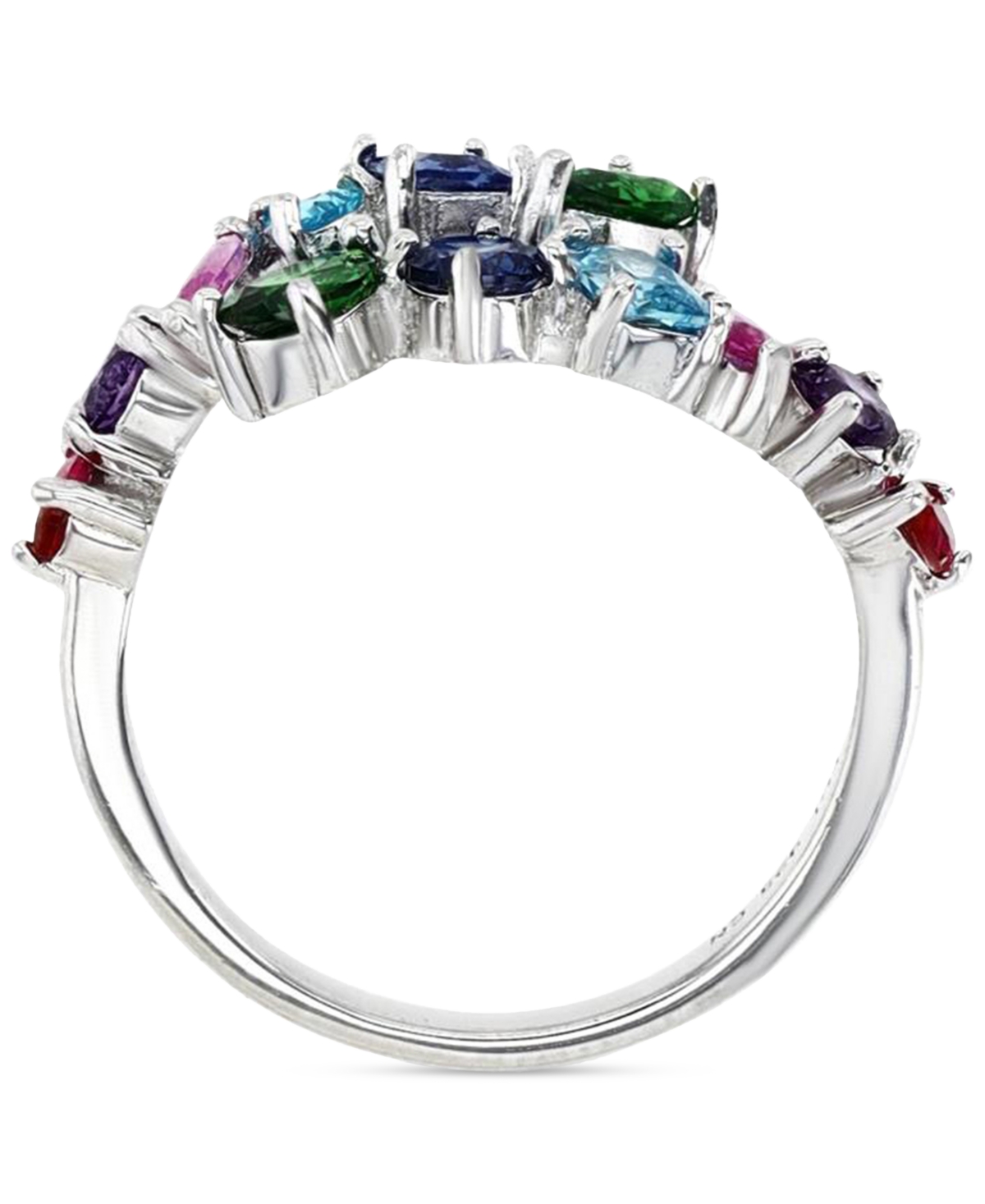 Lab-Grown Ruby (3/4 ct. t.w.), Lab-Grown Pink Sapphire (1/3 ct. t.w.) & Cubic Zirconiacolor Wrap Ring in Sterling Silver