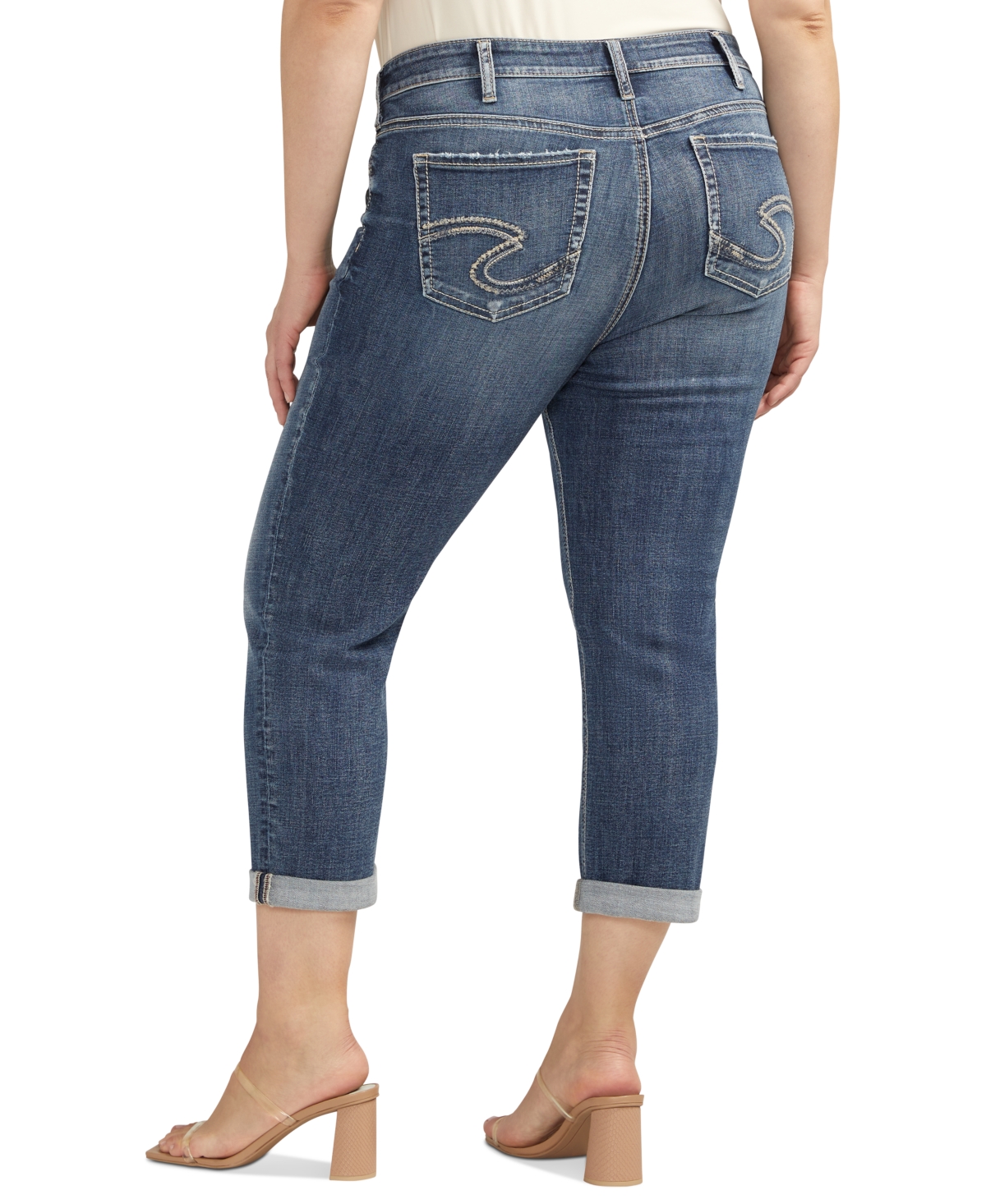 Silver Jeans Co. Plus Size Elyse Luxe Stretch Mid Rise Comfort Fit Capri