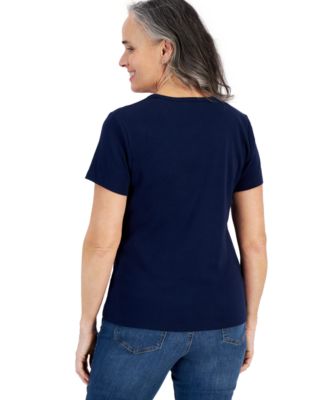 Petite Cotton V-Neck Top