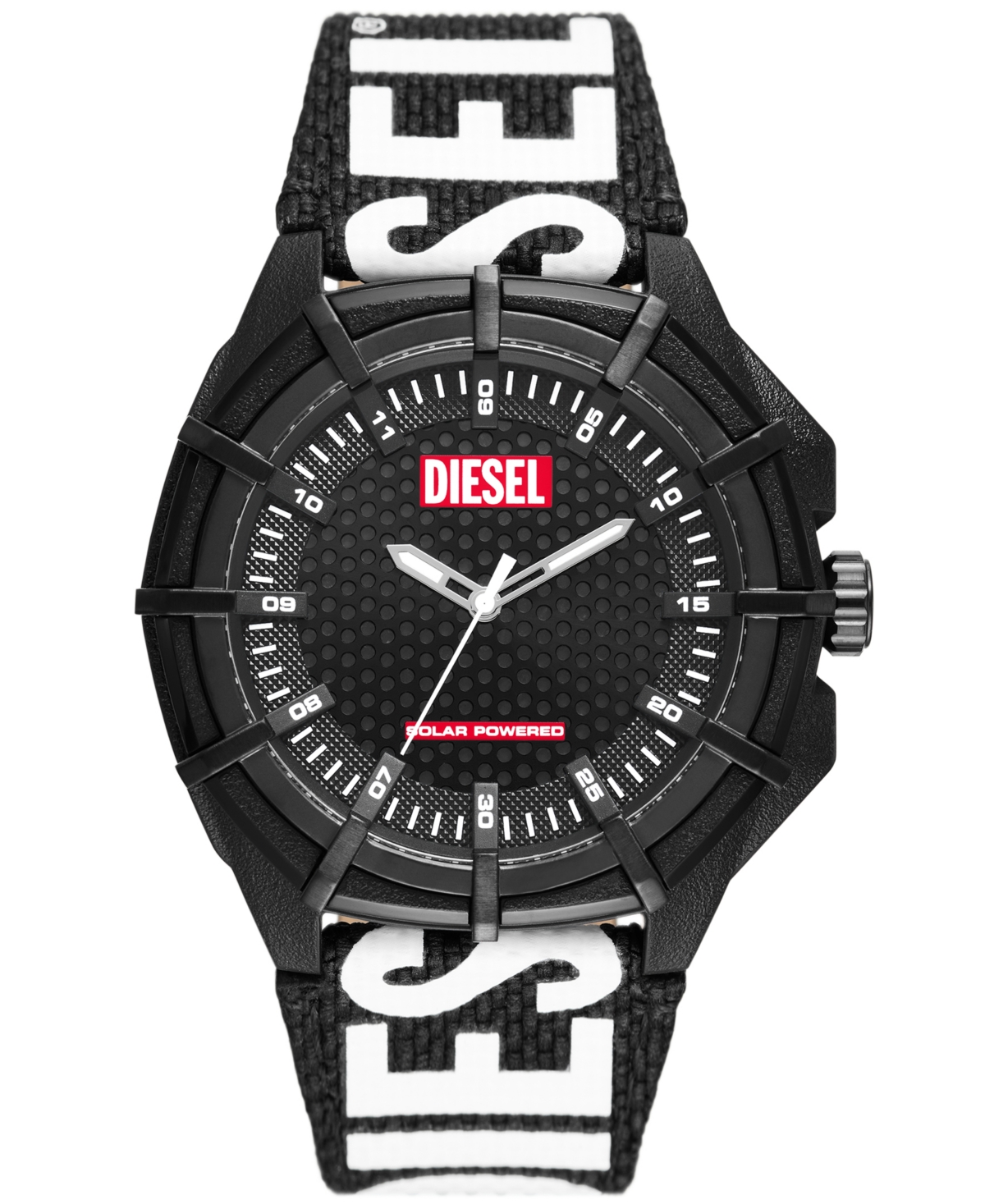 Diesel Men's Framed Solar Three Hand Black Pro-planet Textile Watch 51mm