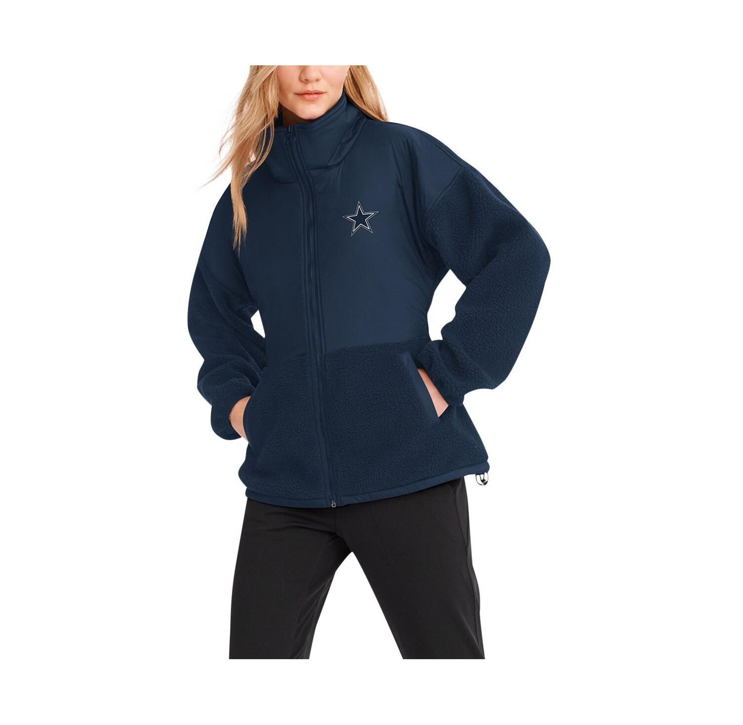Women's Navy Dallas Cowboys Drew Sherpa Full-Zip Jacket