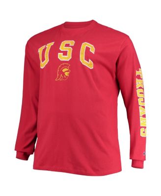 Men's Cardinal Distressed USC Trojans Big and Tall 2-Hit Long Sleeve T-shirt