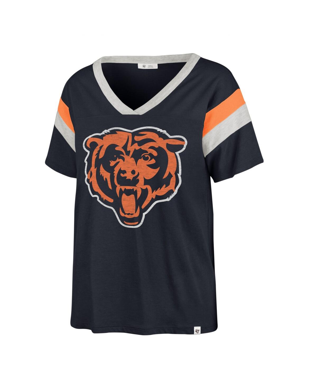 47 Brand Women's ' Navy Distressed Chicago Bears Phoenix V-neck T-shirt