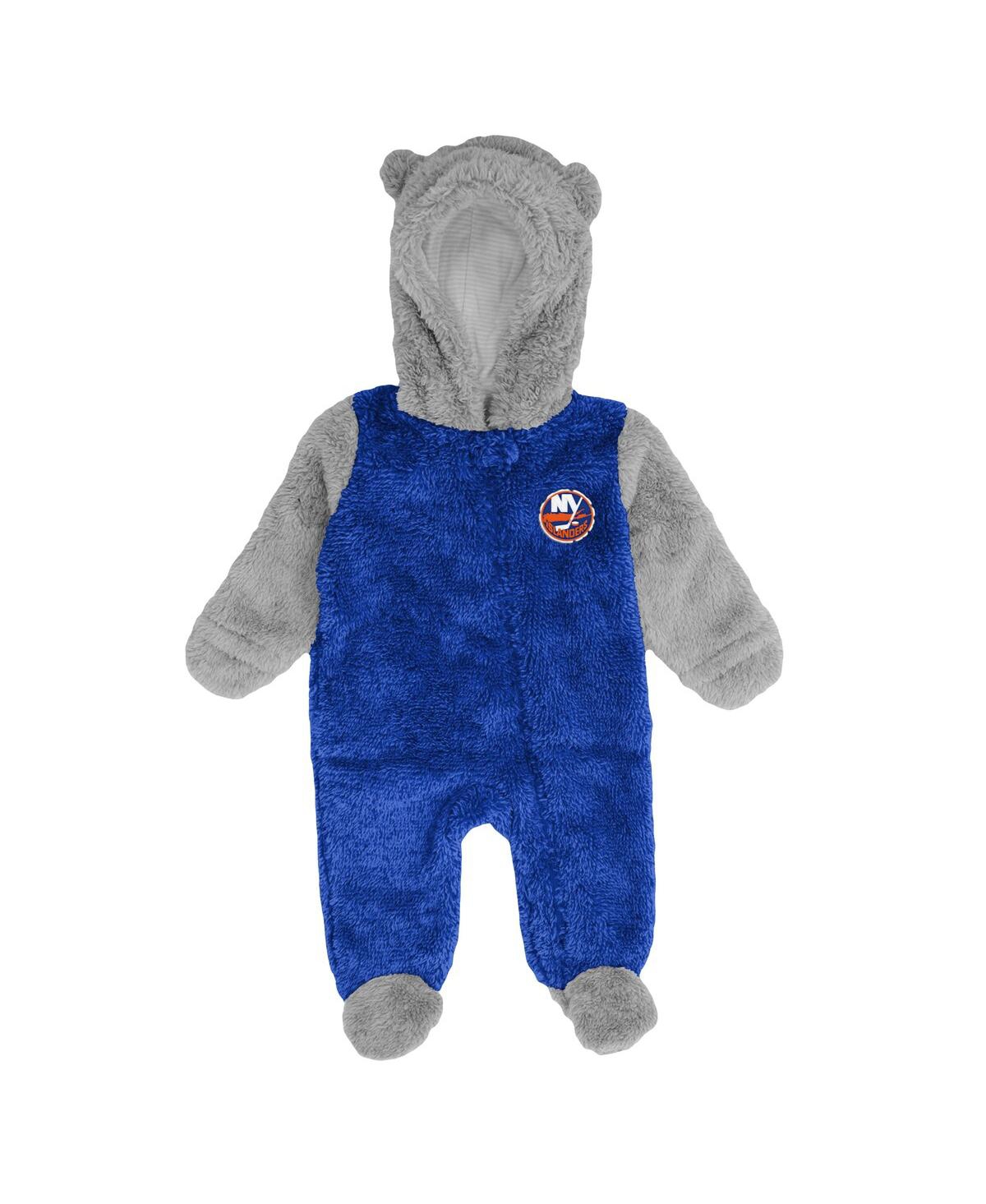 Outerstuff Newborn And Infant Boys And Girls Royal New York Islanders Game Nap Teddy Fleece Bunting Full-zip Sl In Royal