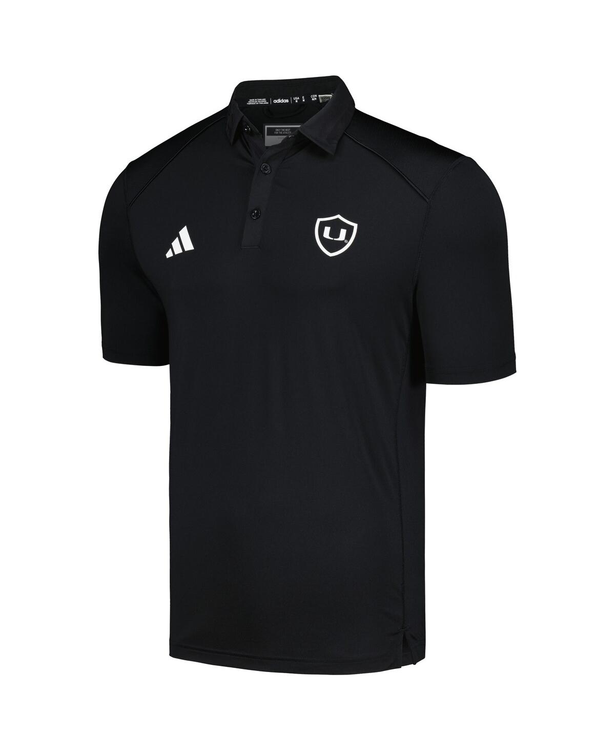 Shop Adidas Originals Men's Adidas Black Miami Hurricanes Strategy Aeroready Polo Shirt