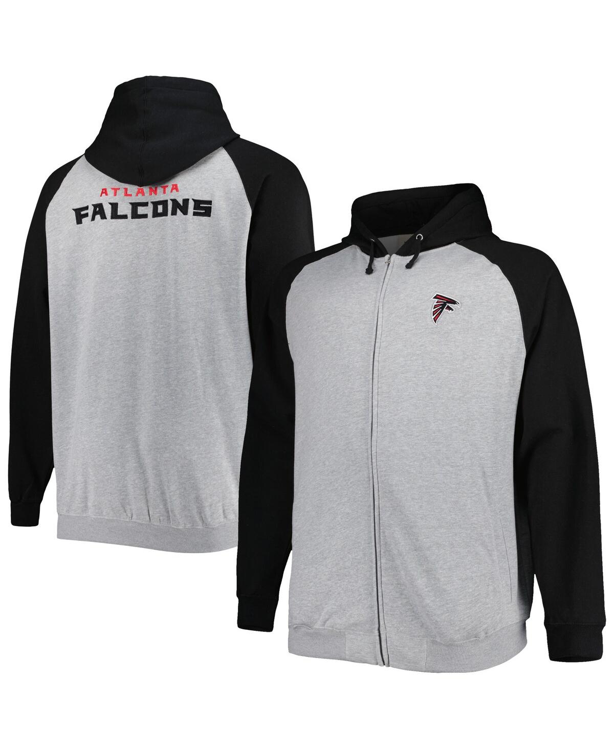 Shop Profile Men's Heather Gray Atlanta Falcons Big And Tall Fleece Raglan Full-zip Hoodie Jacket