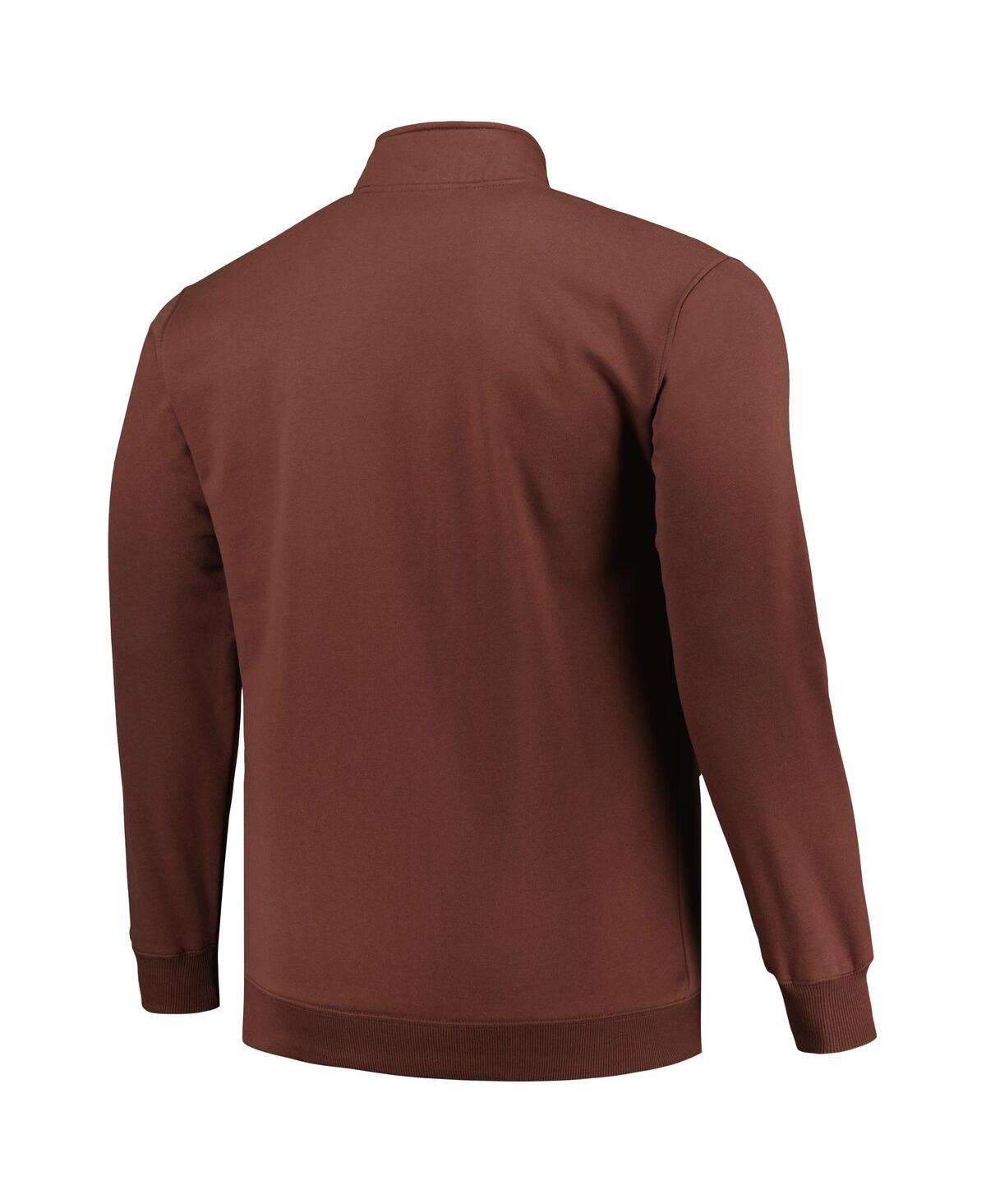 Shop Profile Men's  Brown Cleveland Browns Big And Tall Fleece Quarter-zip Jacket