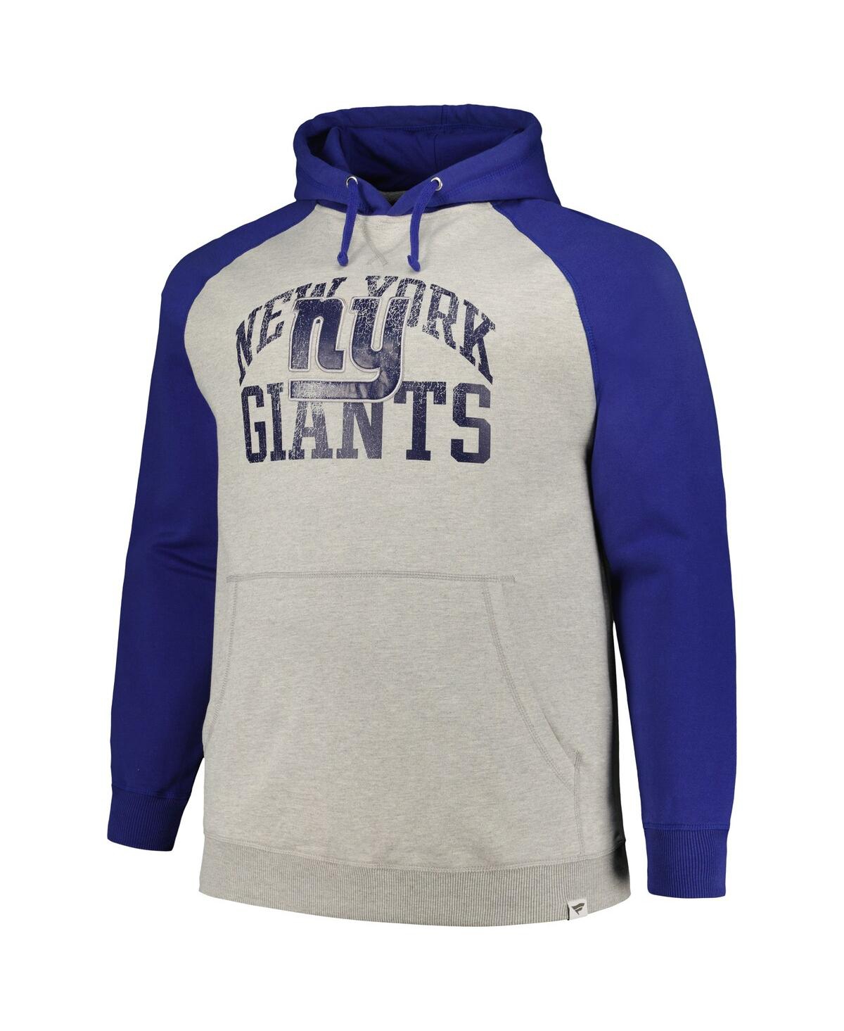 Shop Profile Men's  Heather Gray, Royal Distressed New York Giants Big And Tall Favorite Arch Throwback Ra In Heather Gray,royal
