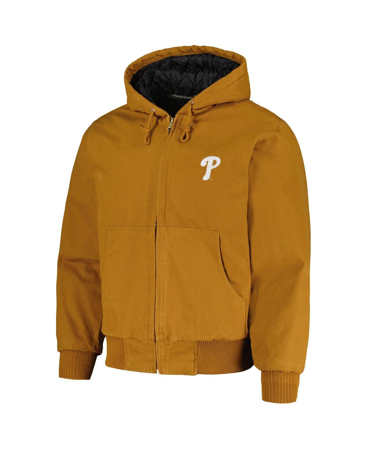 DUNBROOKE MEN'S DUNBROOKE BROWN PHILADELPHIA PHILLIES DAKOTA WORK FULL-ZIP HOODIE JACKET 