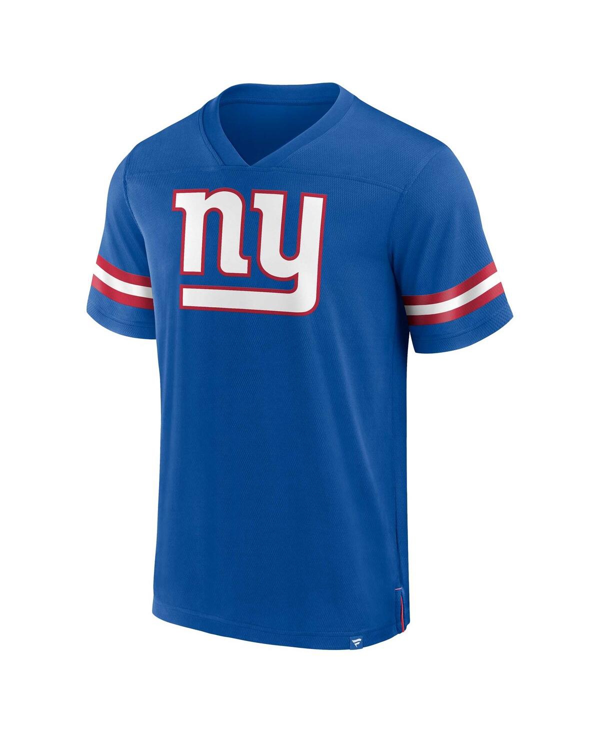 Shop Fanatics Men's  Royal New York Giants Jersey Tackle V-neck T-shirt