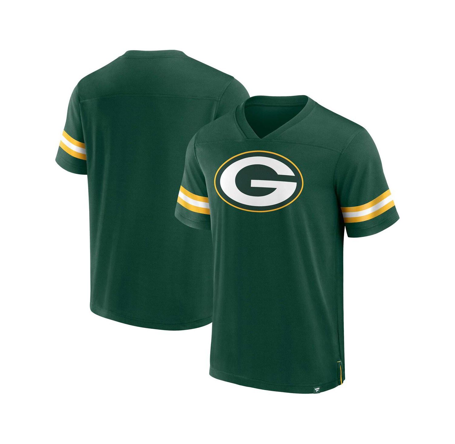 Men's Green Green Bay Packers Jersey Tackle V-Neck T-shirt
