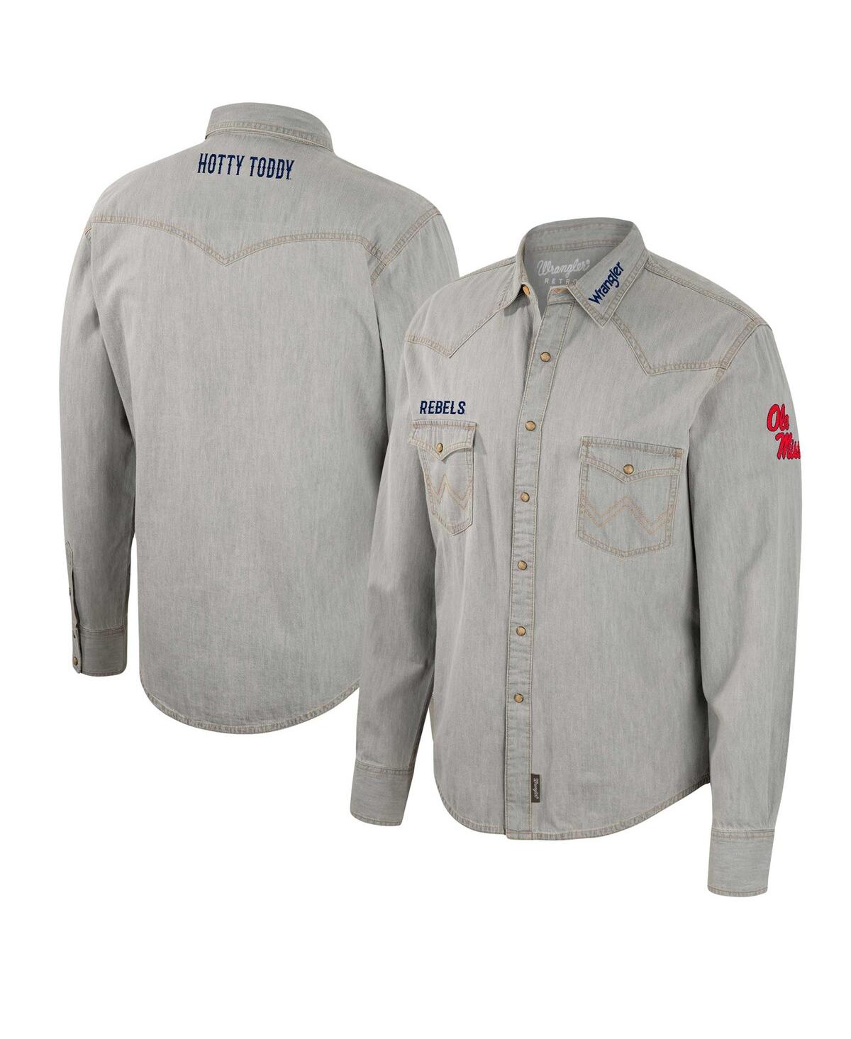 Colosseum Men's  X Wrangler Gray Ole Miss Rebels Cowboy Cut Western Full-snap Long Sleeve Shirt
